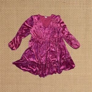 JODIFL 1X Pink Velvet Dress